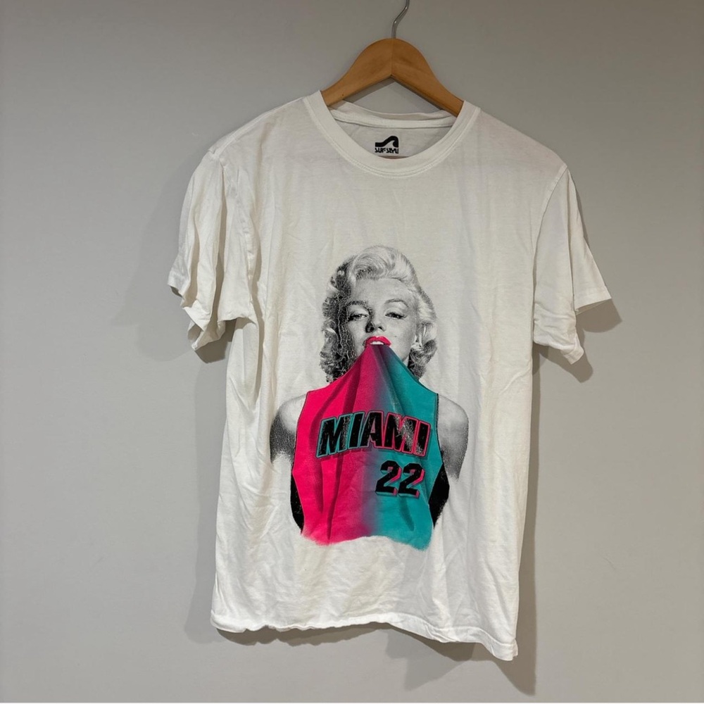 Surf Style Marilyn Monroe Miami Heat Basketball Jersey Tee - Vice Colors - M